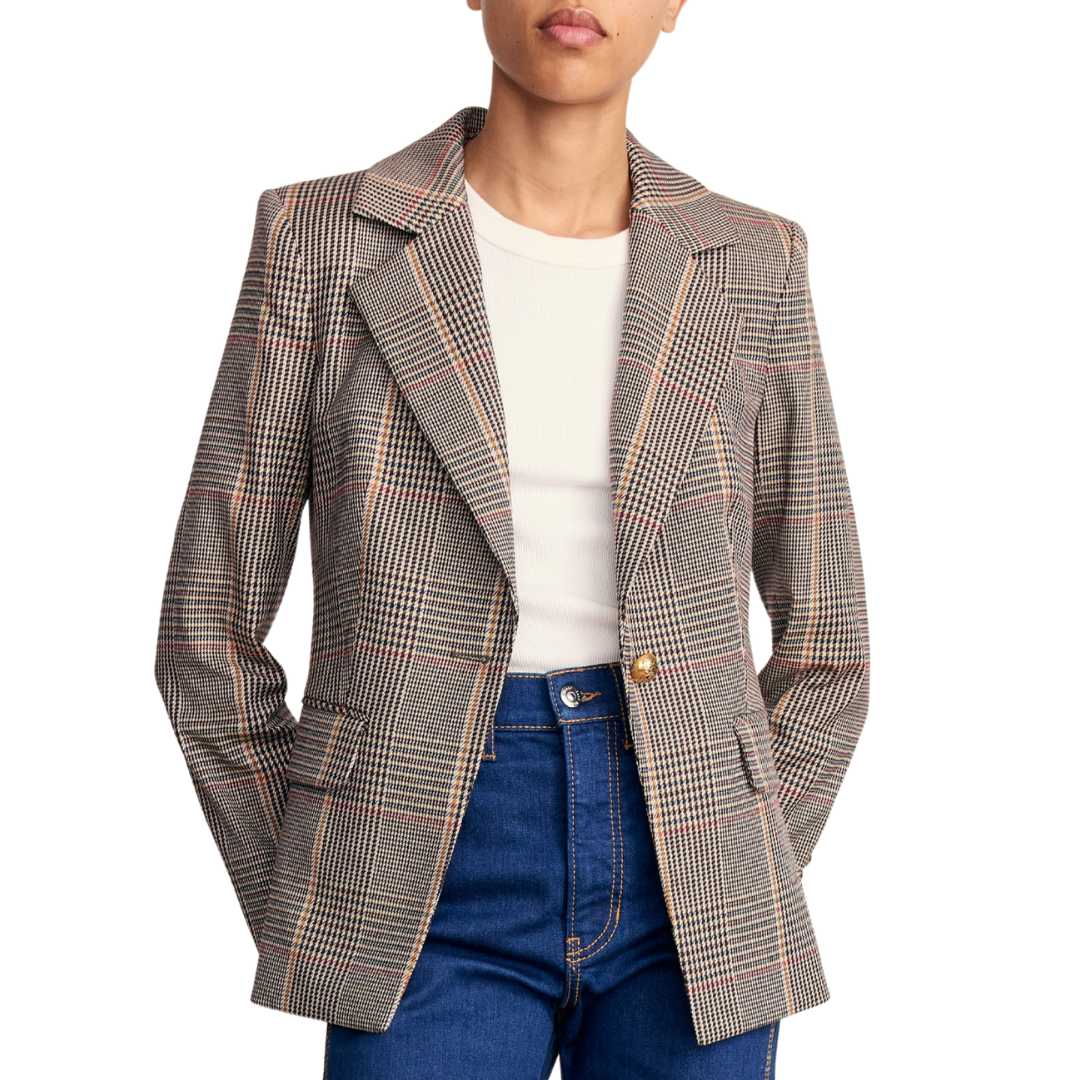 Healy Houndstooth Dickey Jacket in Burgundy Multi