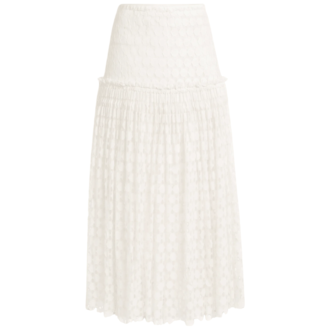 Aris Lace Maxi Skirt in Chalk