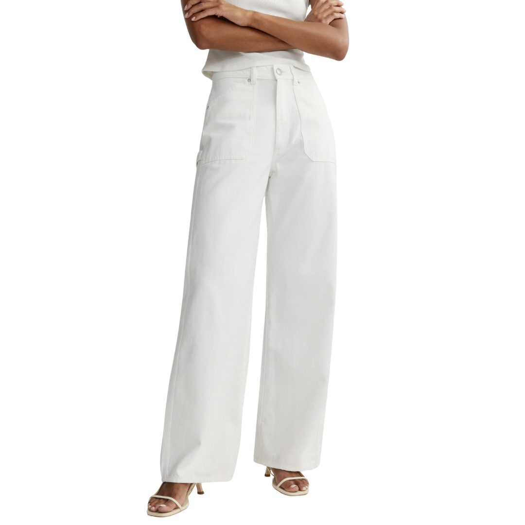Taylor Relaxed Barrel High Rise 31" Pants in White
