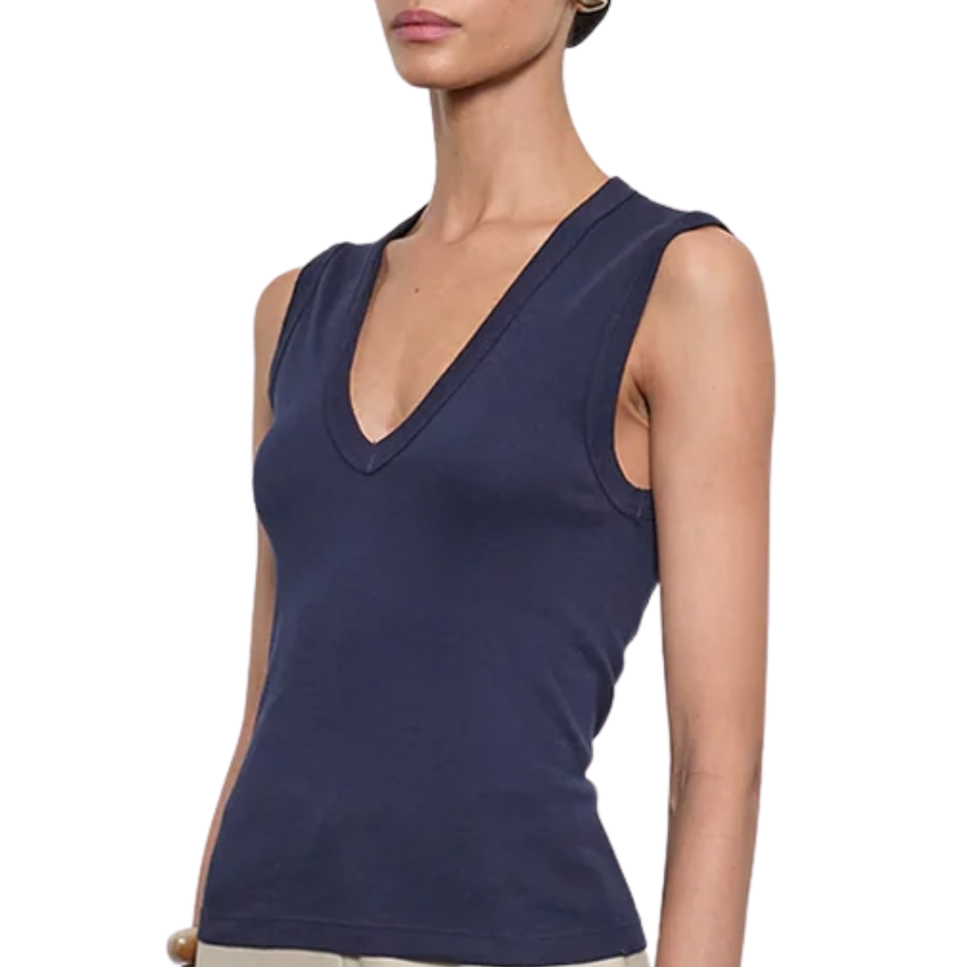 New Classic Sleeveless V in Dark Navy