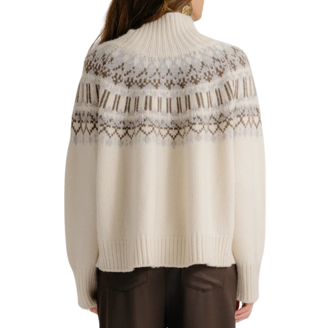 Scottie Slouchy Fair Isle Mock in Gardenia