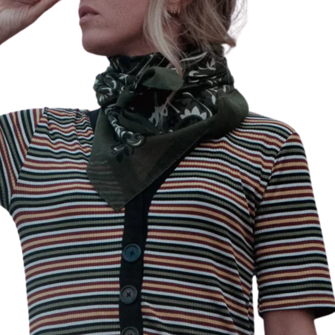 Cotton Bandana Scarf in Forest Green