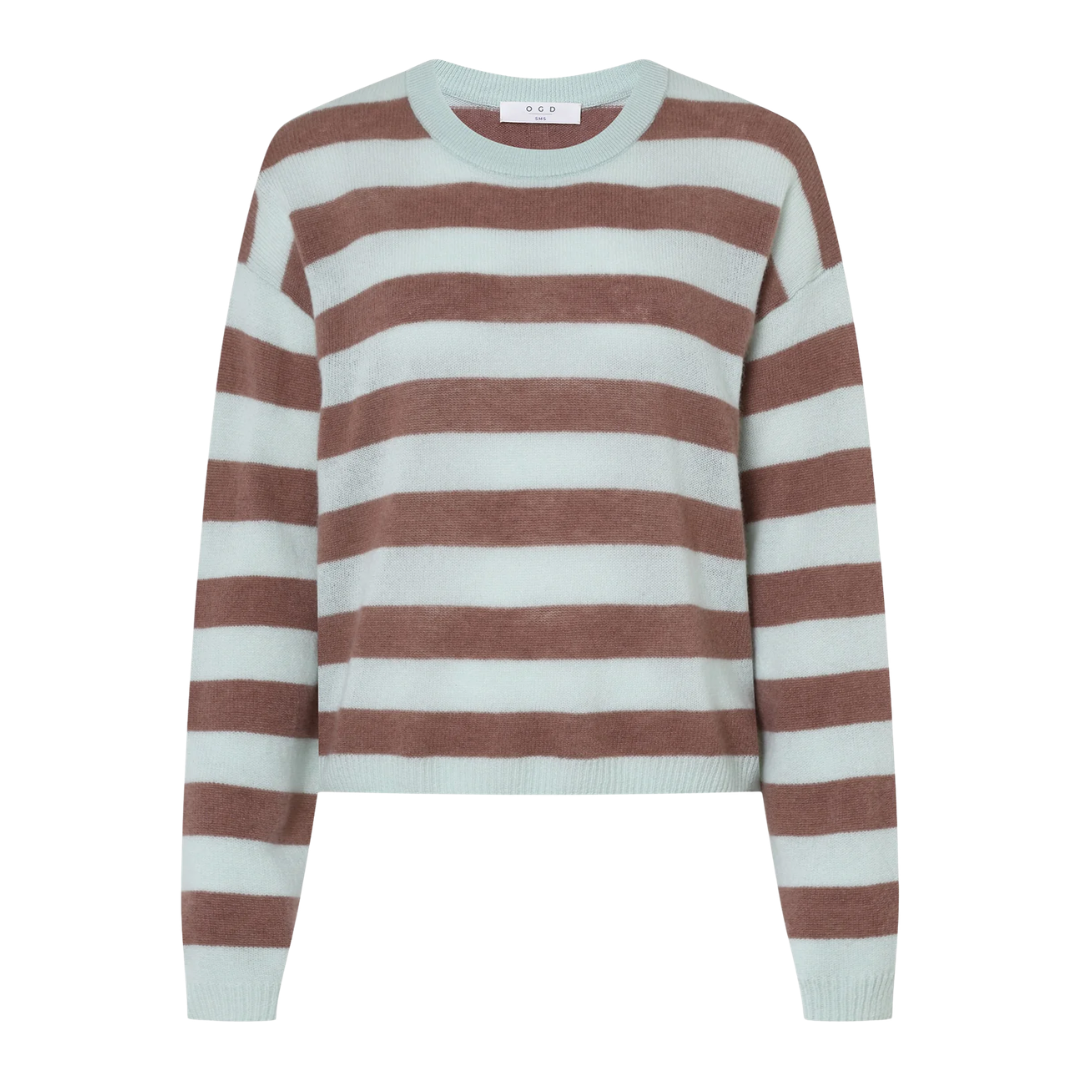 Sloane Cashmere Boxy Pullover in Bermuda Stripe