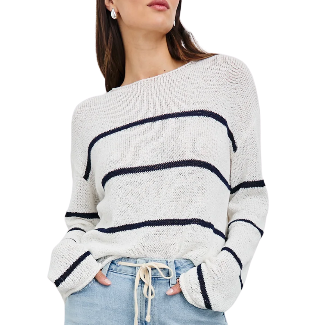 Evangeline Sweater in Navy White Stripe