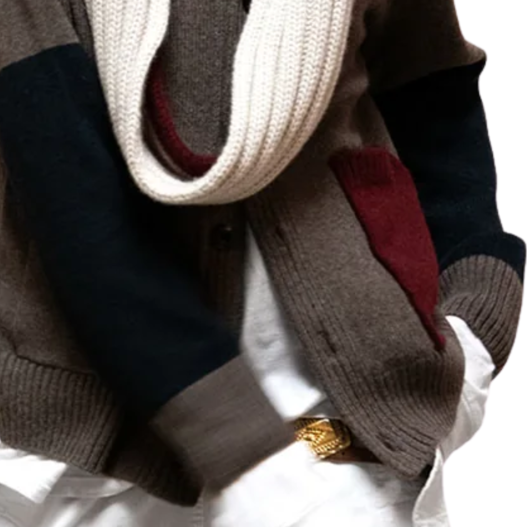 Patch/Pocket Cashmere Cardigan in Fawn/Mix