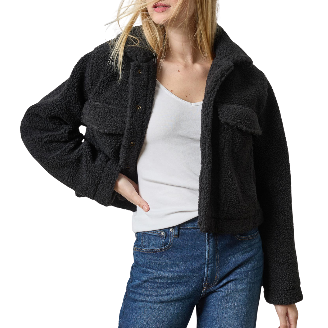 Sherpa Collared Jacket in Black