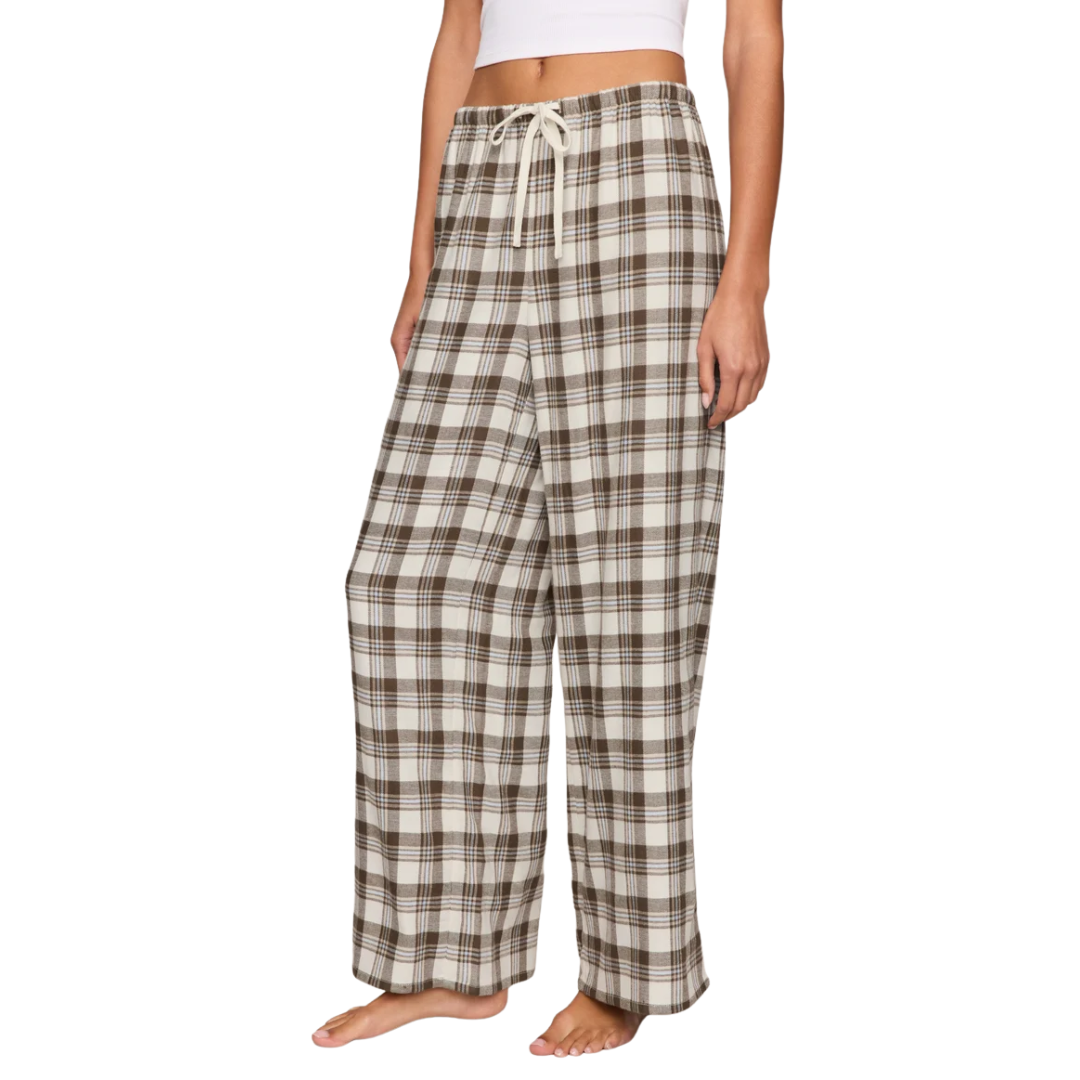 Better Off Plaid Flannel Pant in Cocoa Bean