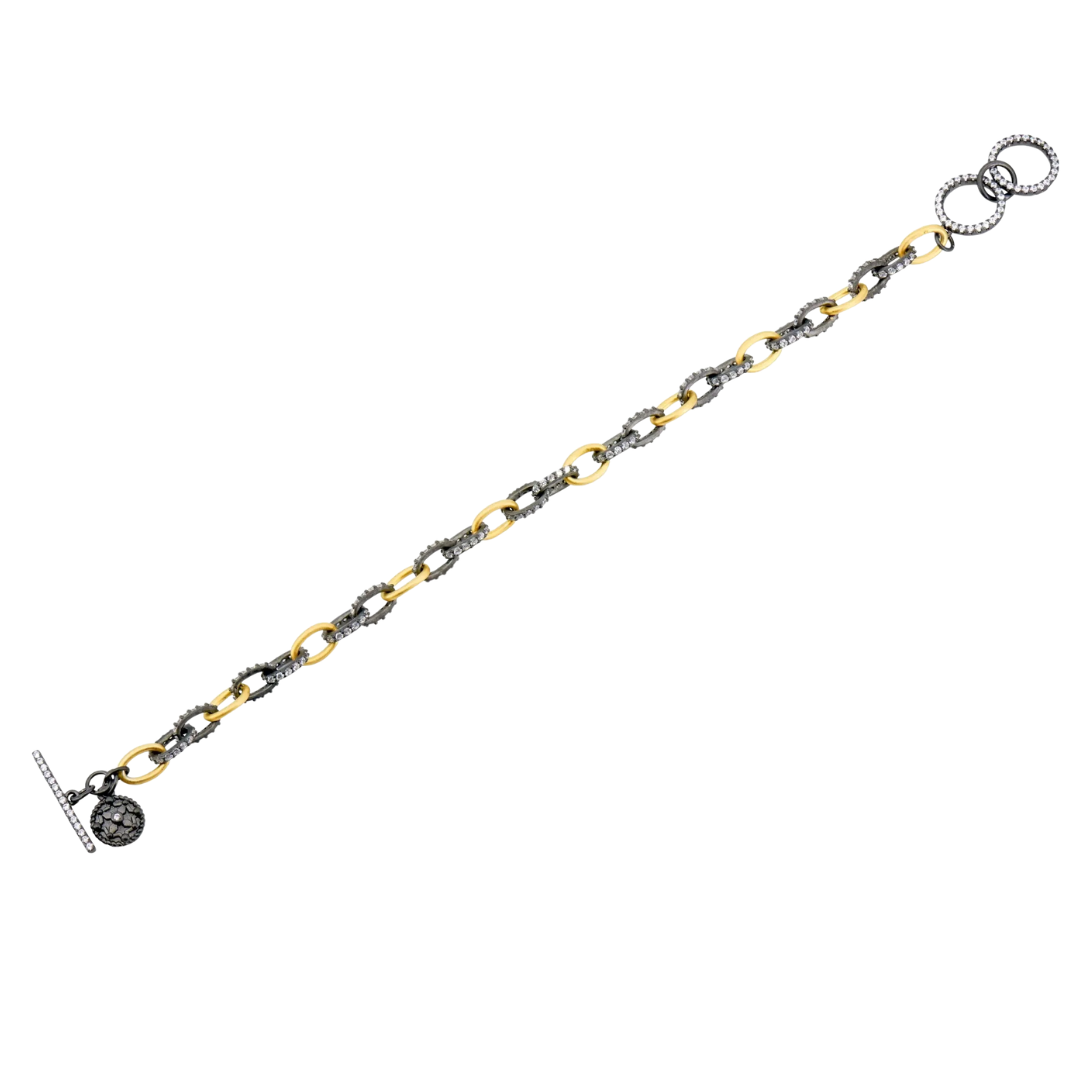 Alternating Chain Link Bracelet in Gold & Black