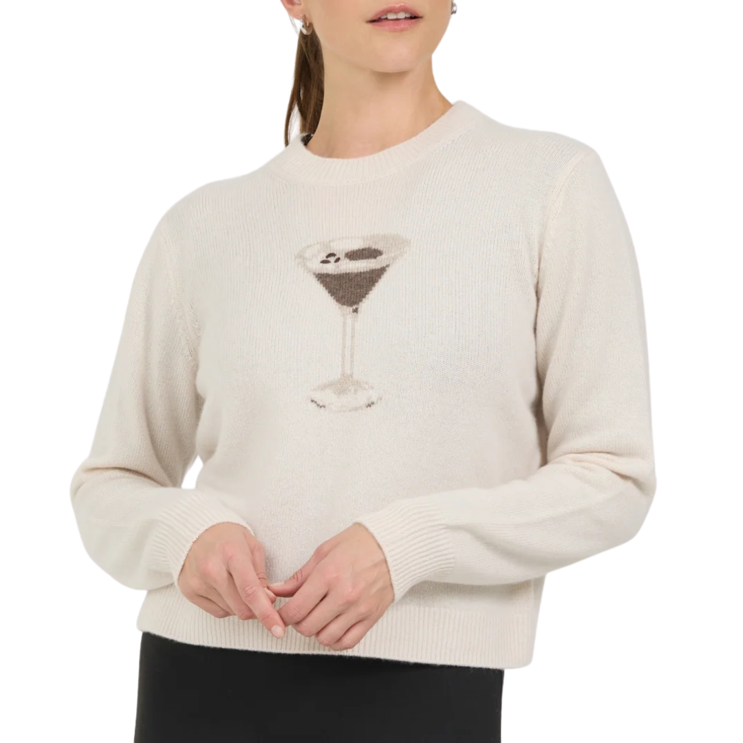 Martini Time Crewneck in Ivory Combo