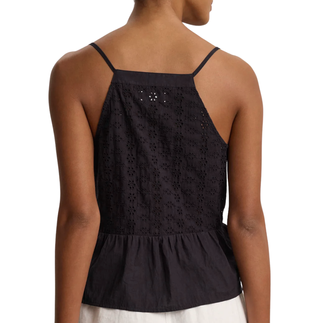 Aliah Eyelet Tank Top in Black
