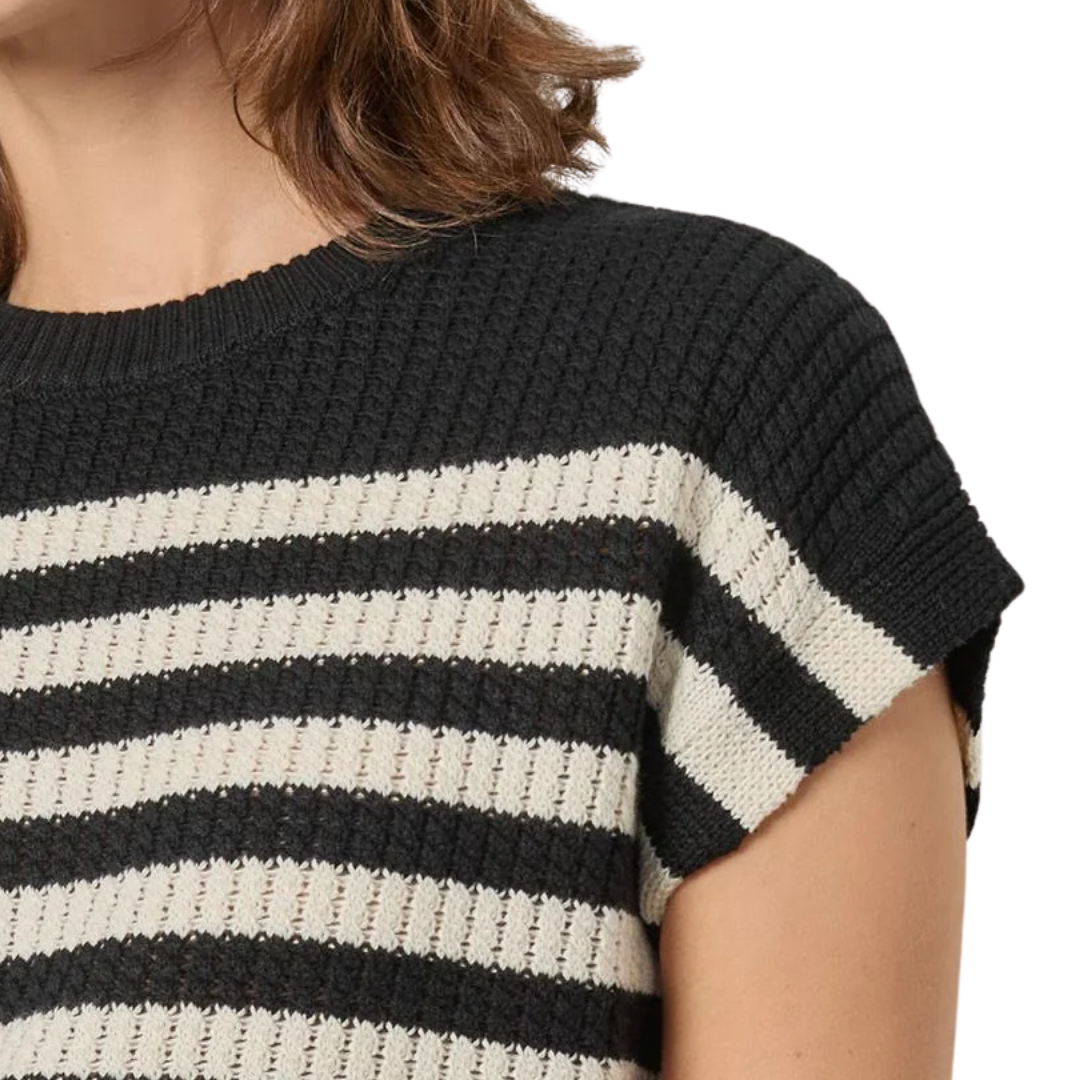 Textured Wedge Sweater in Jet Black Stripe
