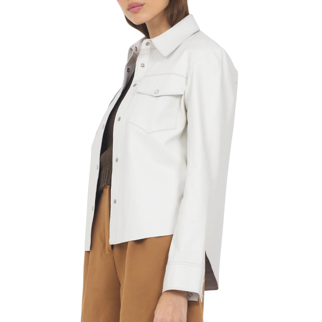 Rowan Washed Leather Jacket in White