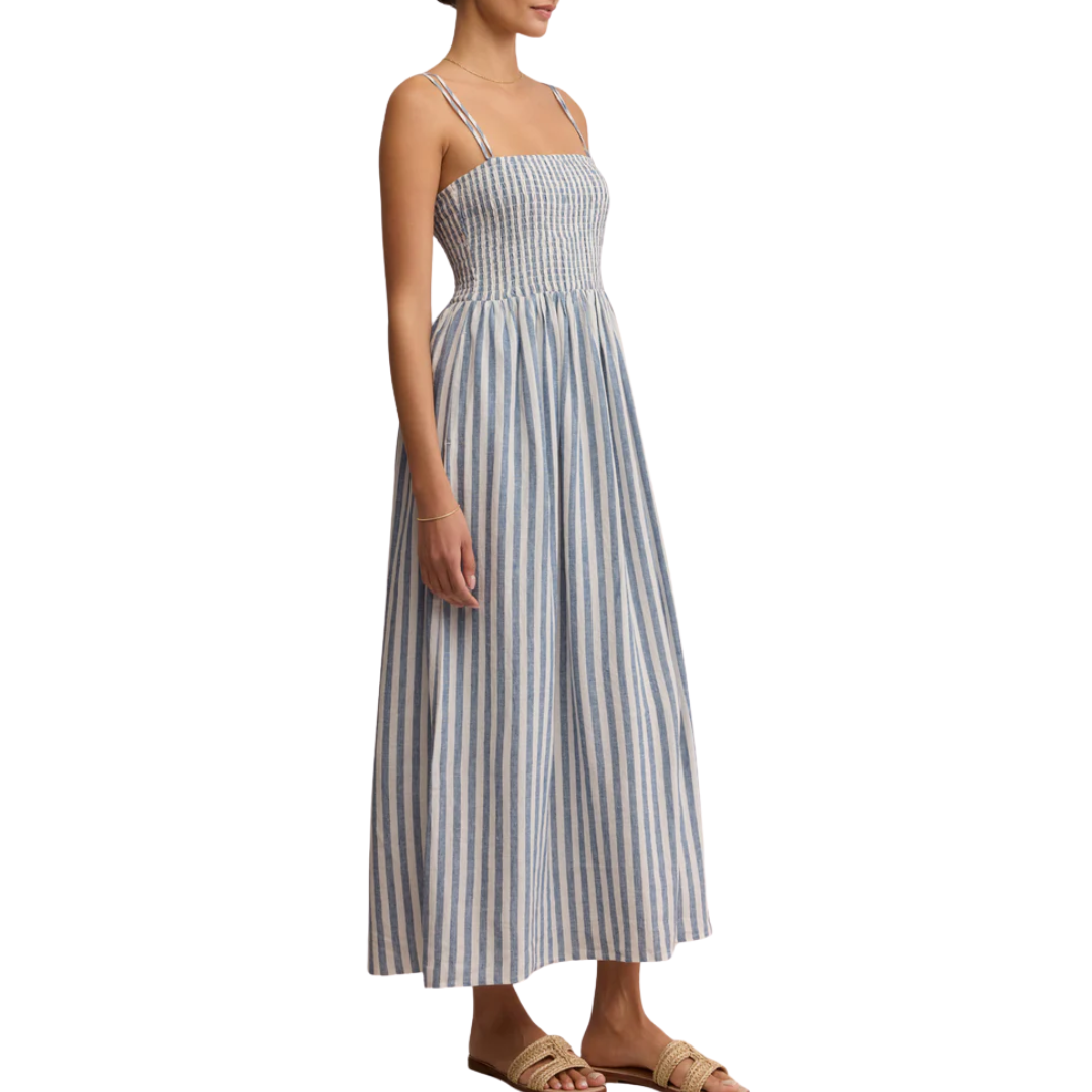Nadine Striped Midi Dress in Boathouse