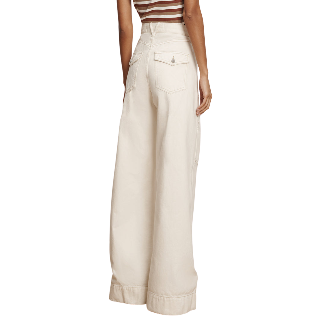 Freddy Wide-Leg Cargo Jean in Ecru