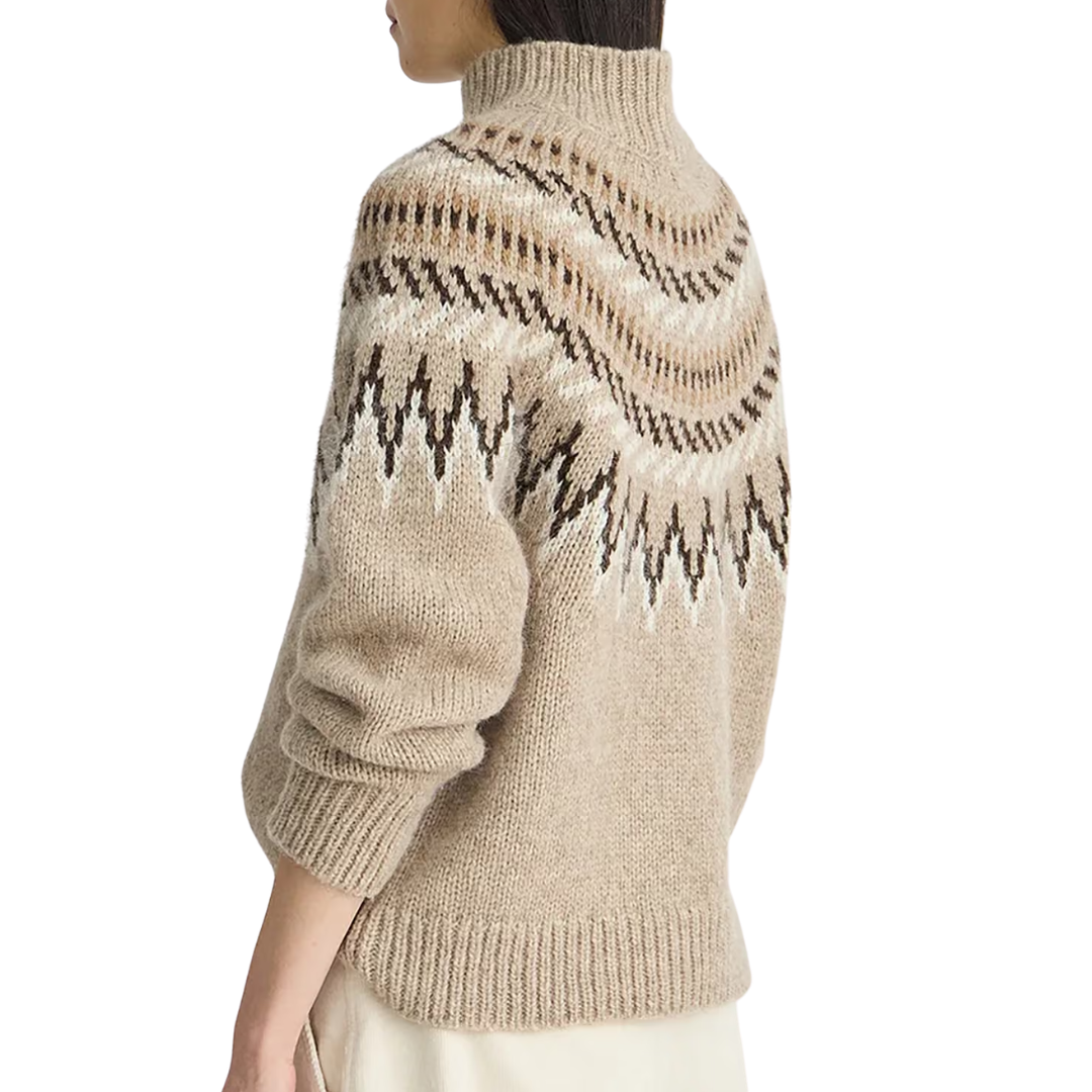 Fair Isle Mock Neck in Oatmeal