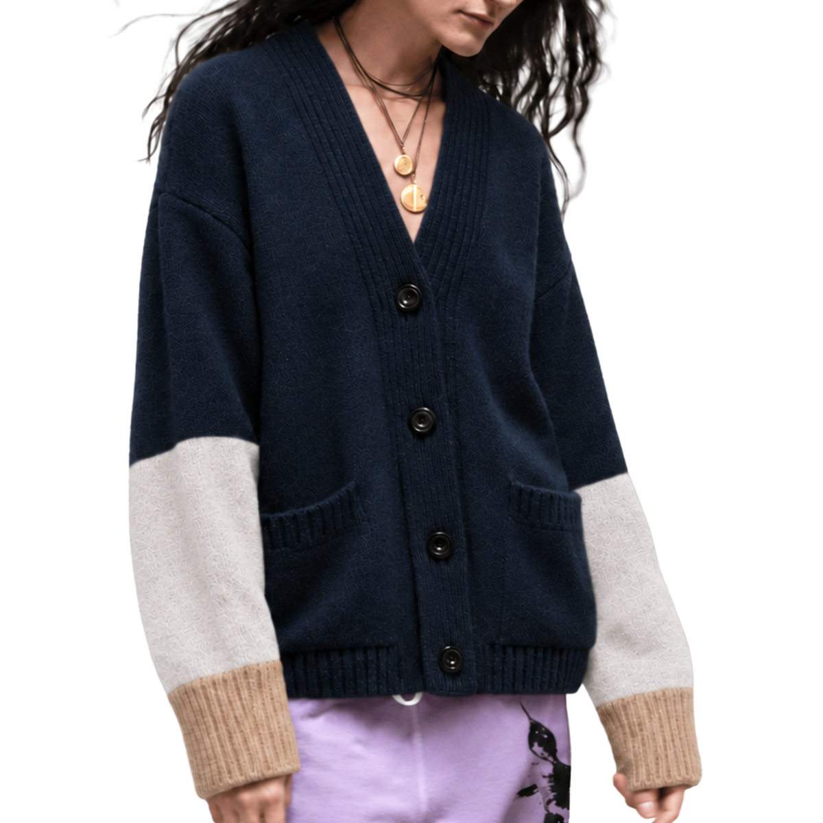 Cashmere Lux Pocket Cardigan in Squids Mixup