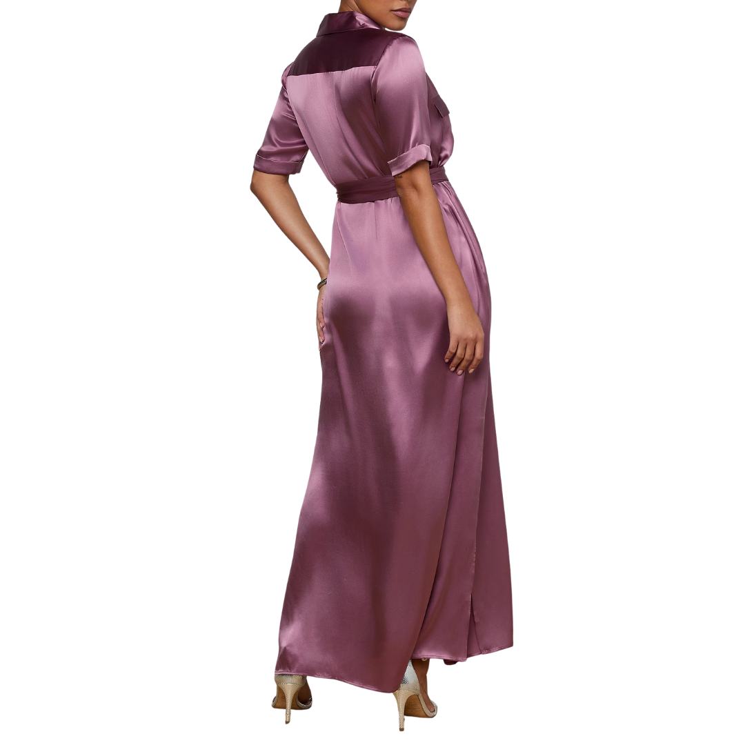 Klement Silk Shirt Dress in Dusky Orchid