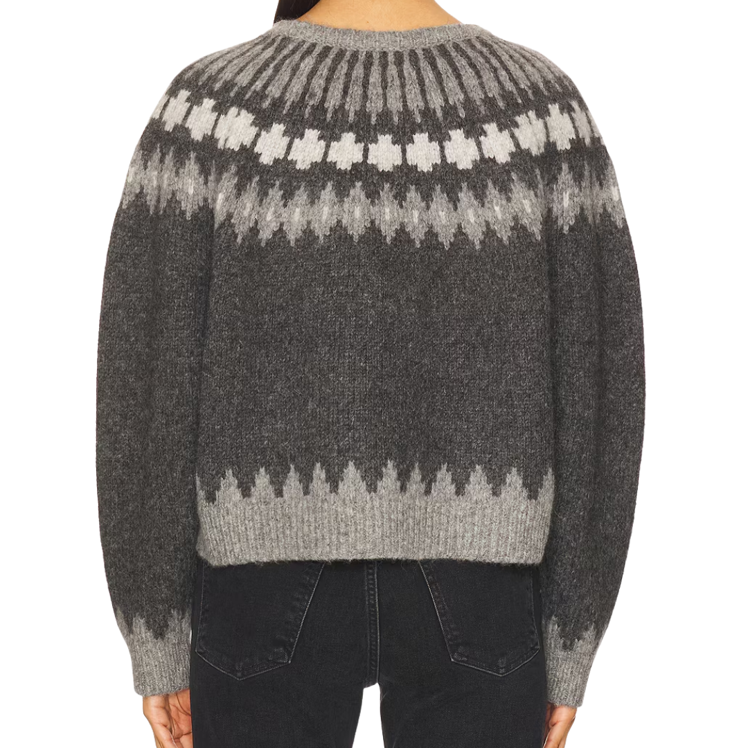 Alena Sweater in Dark Grey Melange Fair Isle