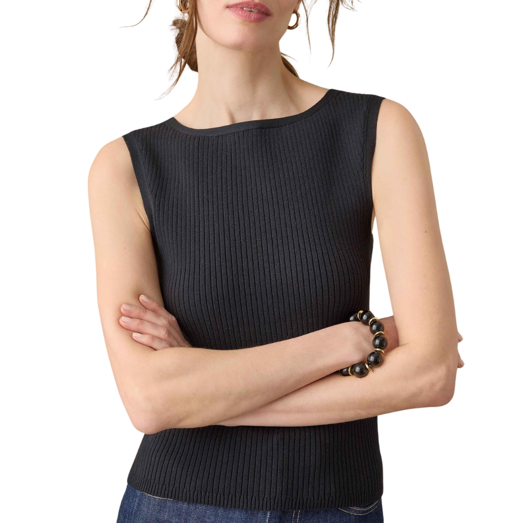 Sleeveless Rib Top in Black