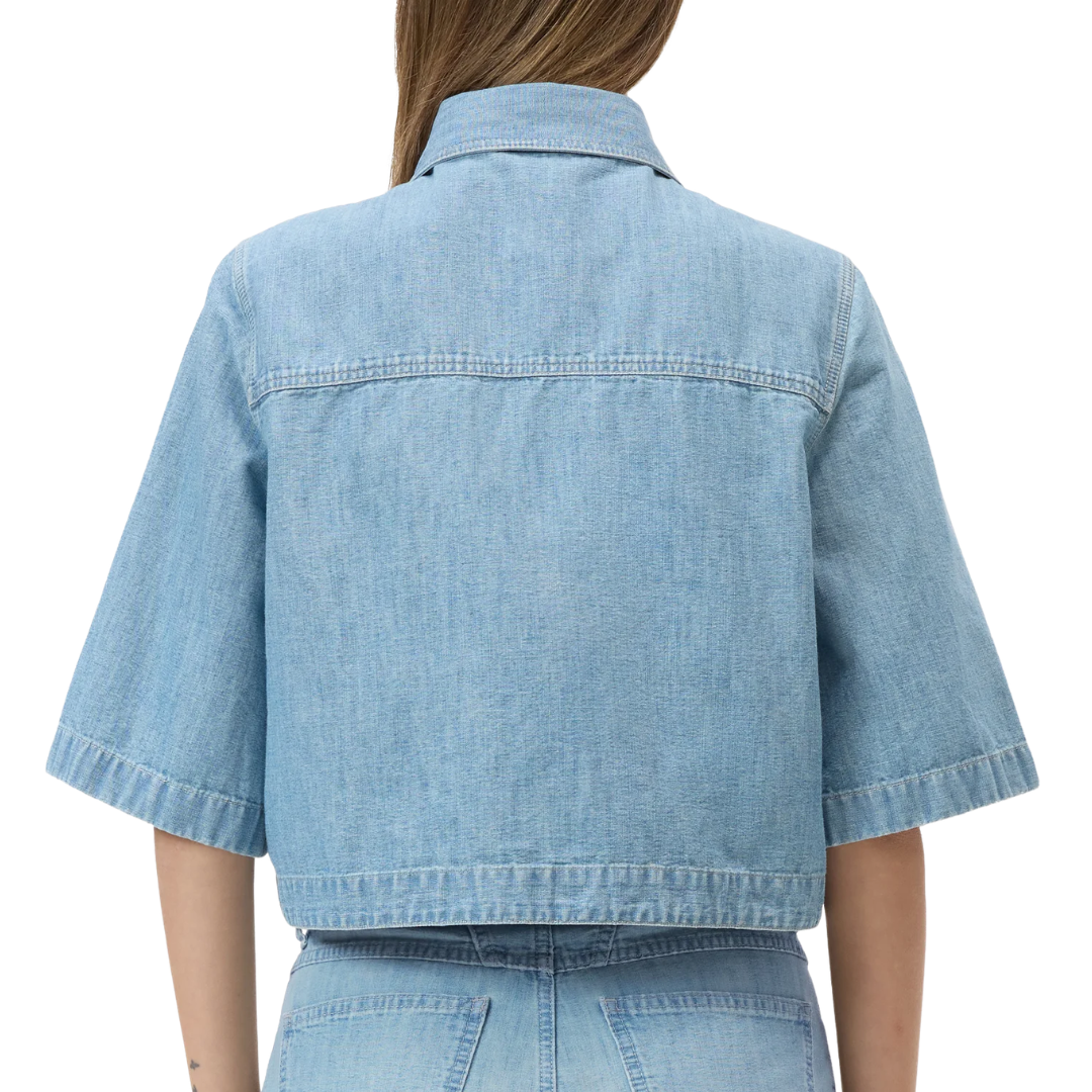 Boxy Denim Shirt in Light Blue