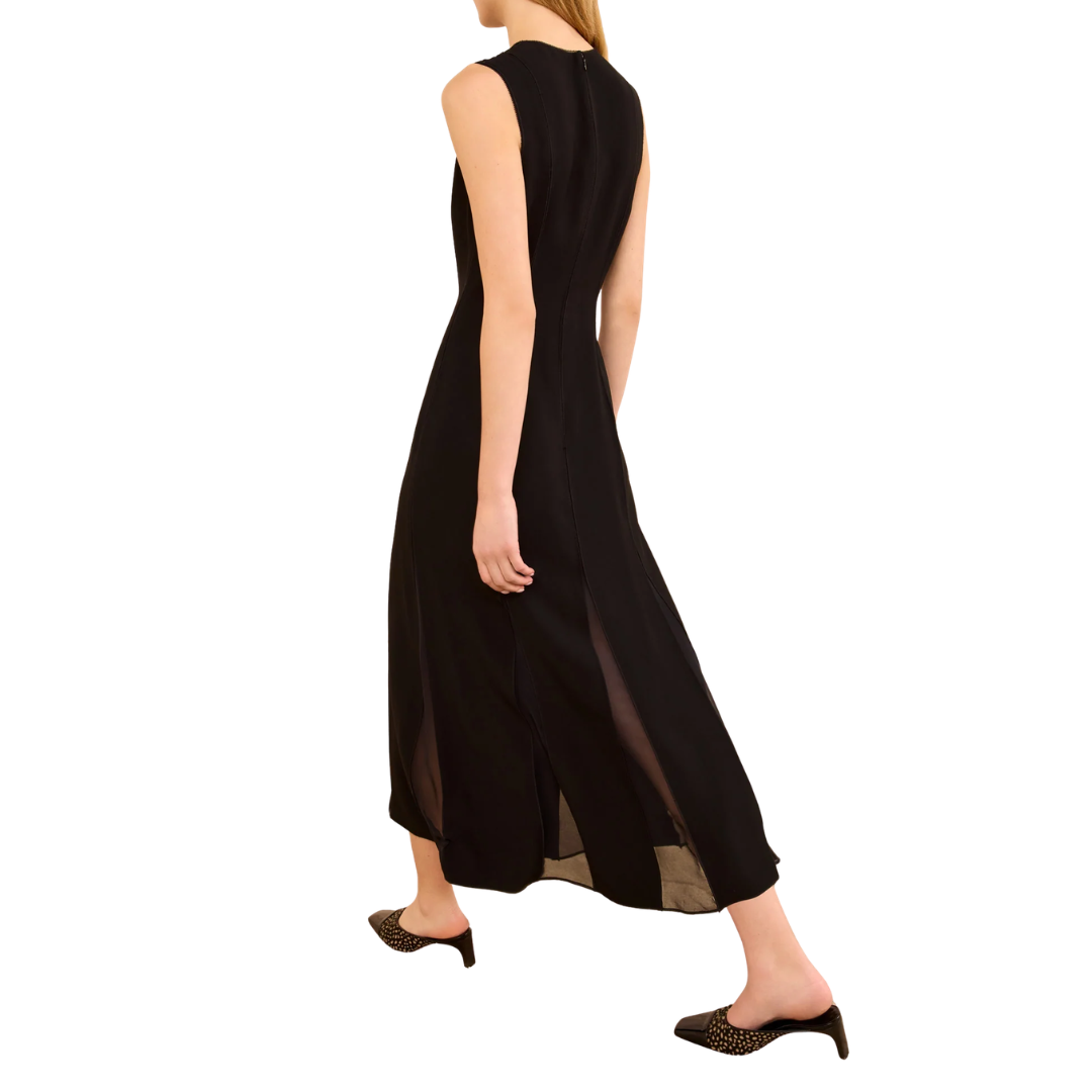 Laure Sleeveless Midi Dress in Noir
