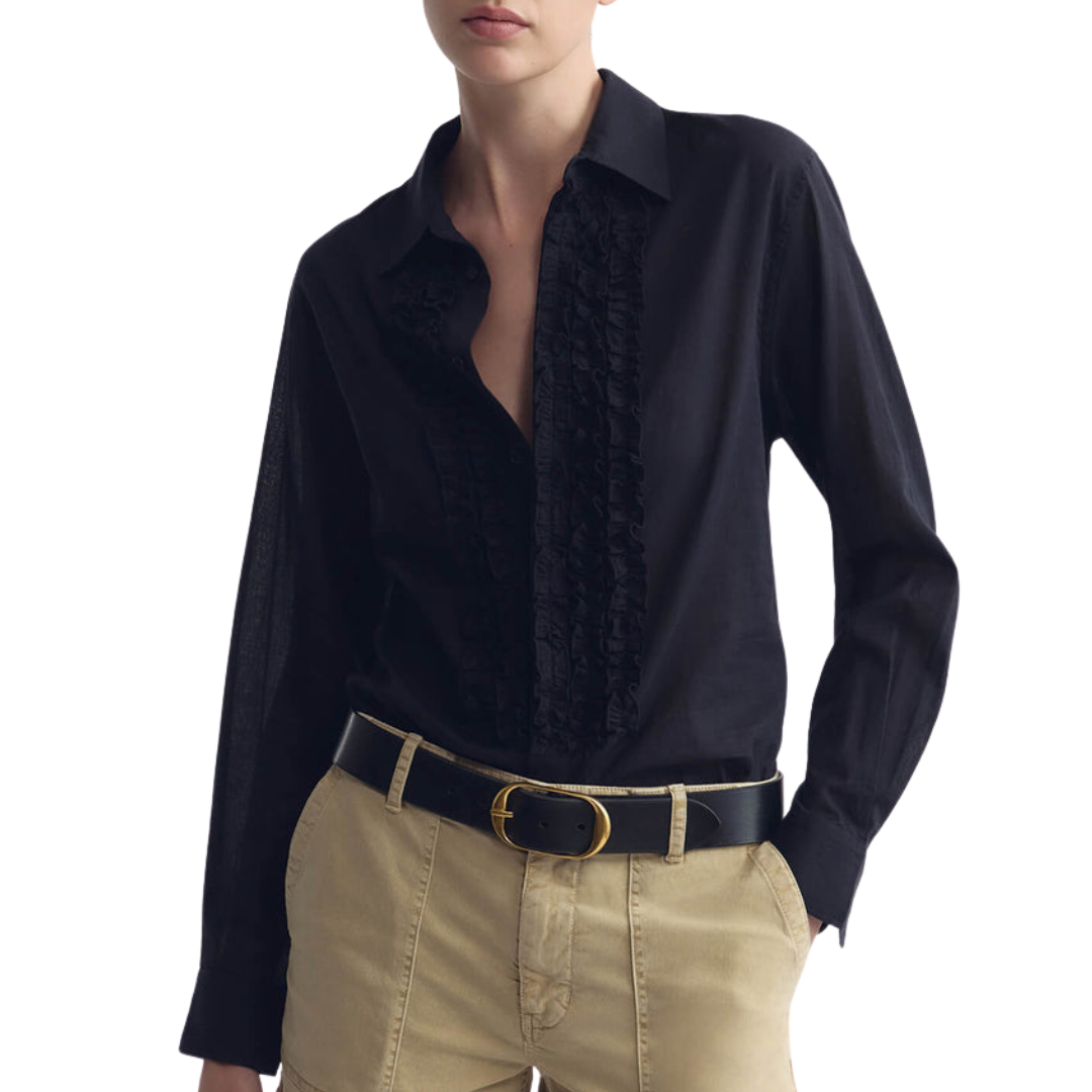 Nathael Ruffle Shirt in Midnight