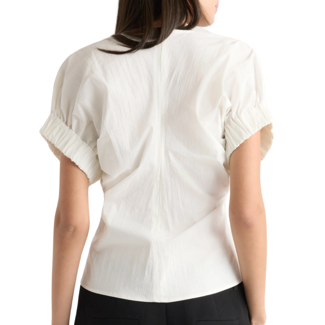 Roxanne Elasticated-Sleeve Blouse in White