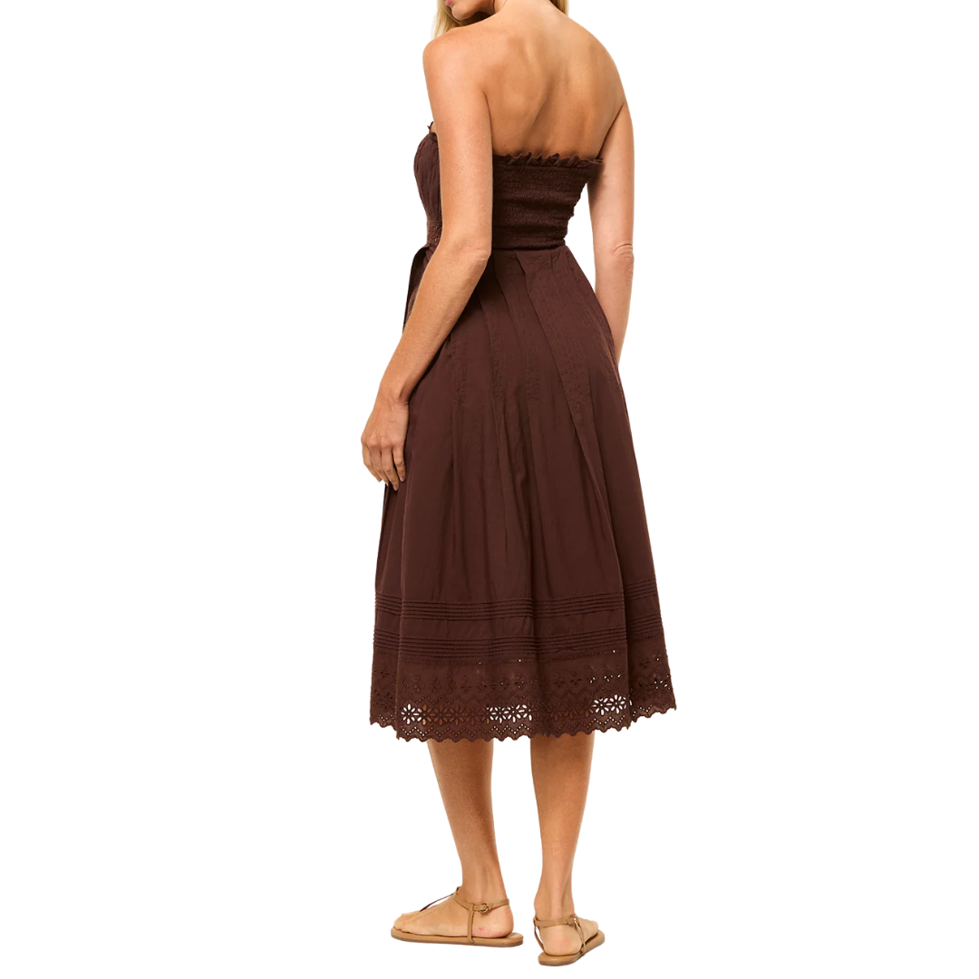 Persis Dress in Brown Eyelet