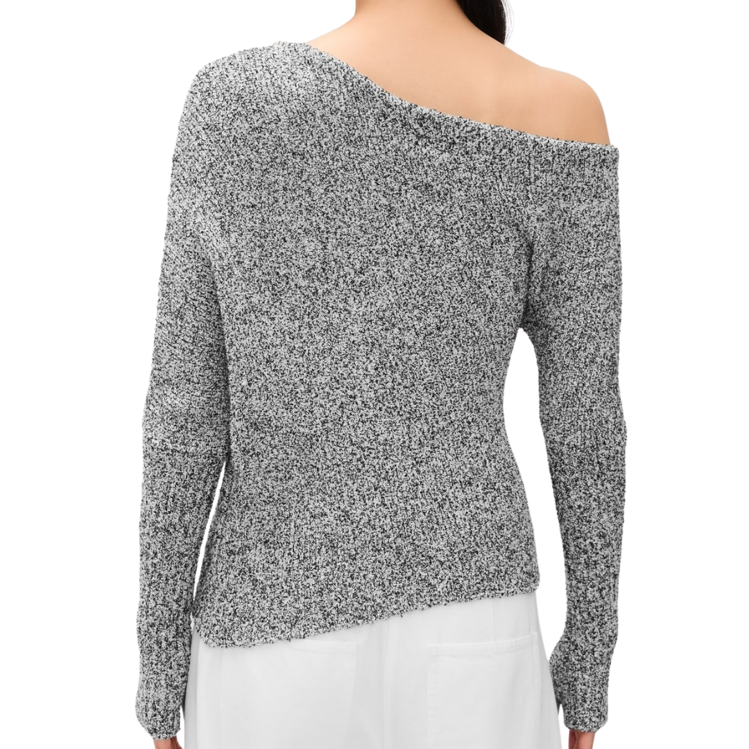 Boucle Knit Slouch Sweater in Pepper