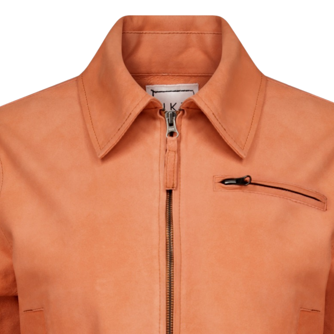 Moira Buckskin Leather Jacket in Apricot