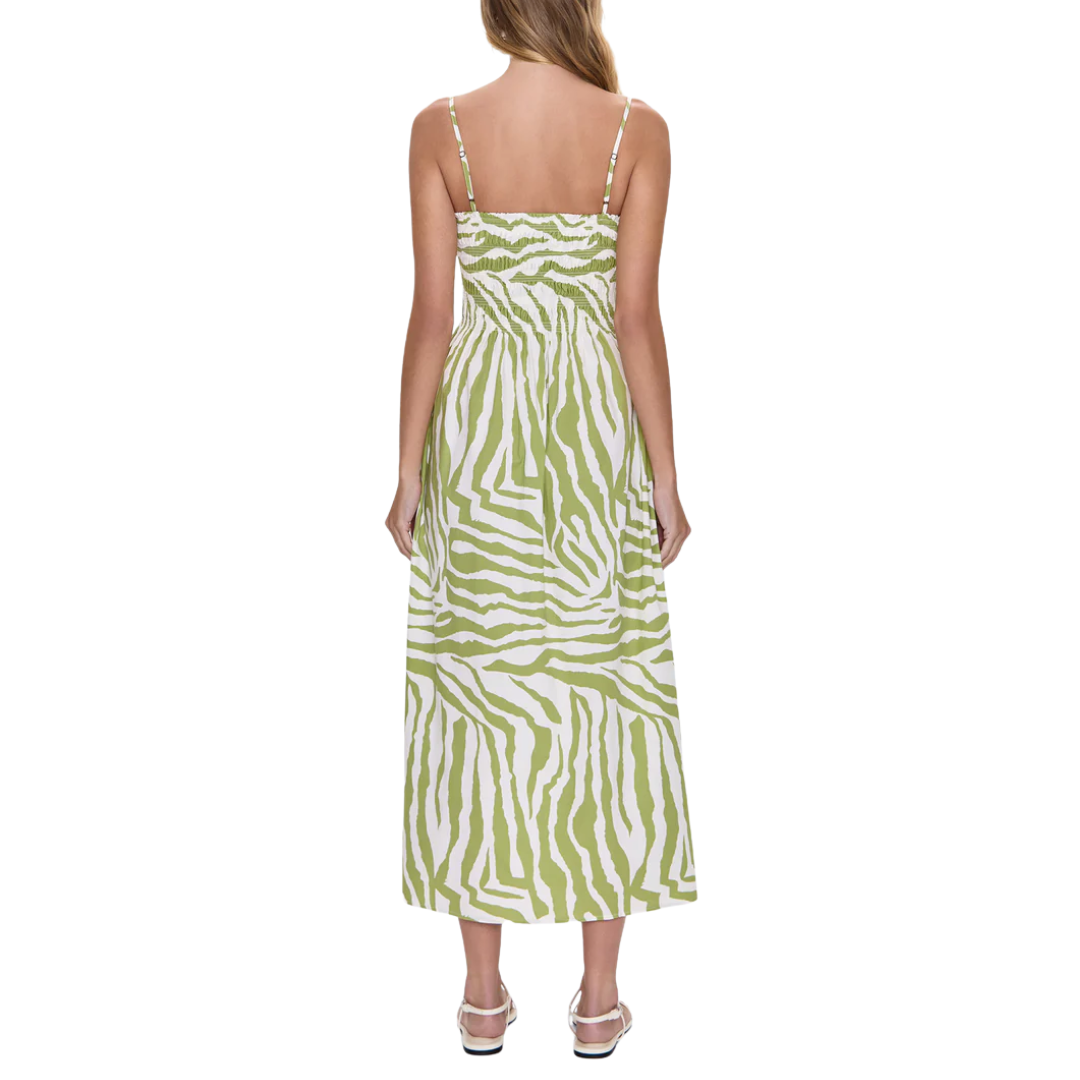Bianca Shirred Bodice Dress in Safari Lime