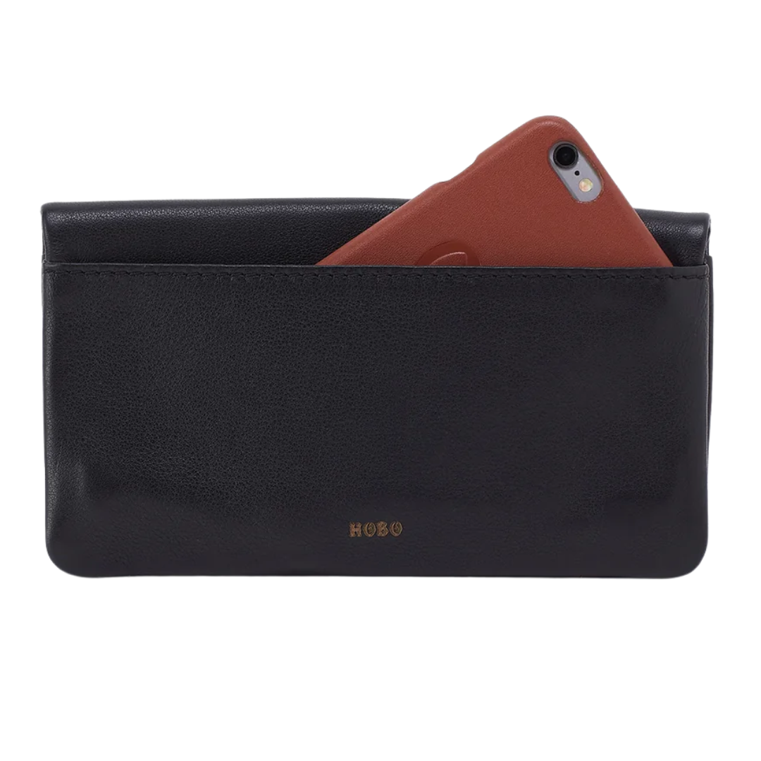 Lumen Continental Wallet in Black With Stitching