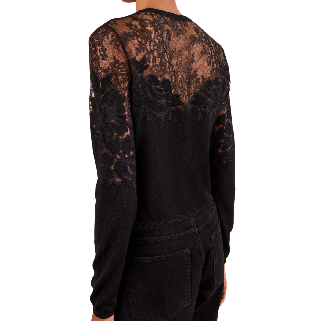 Talia Lace Cardigan in Noir
