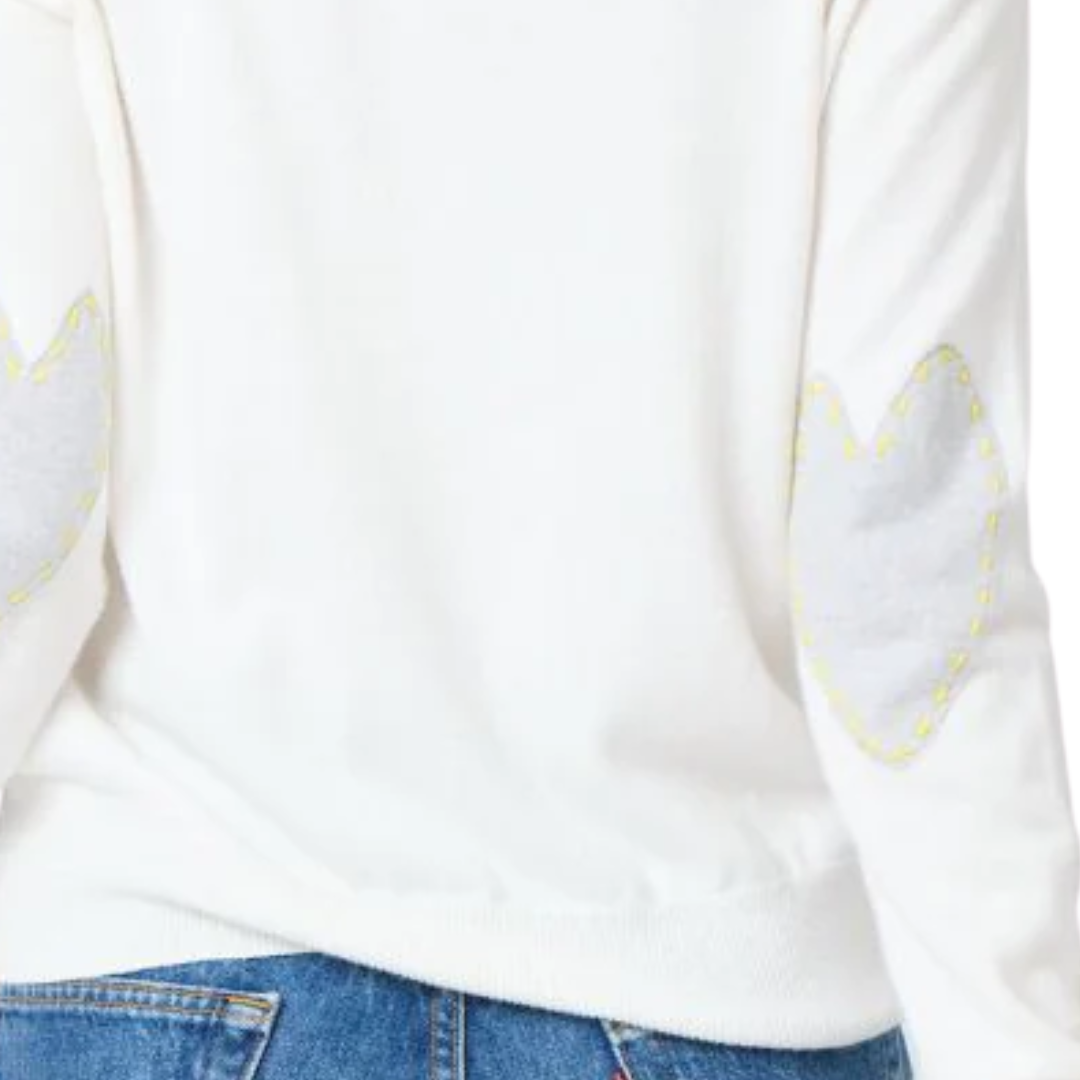 Patchwork Cotton Pullover in White
