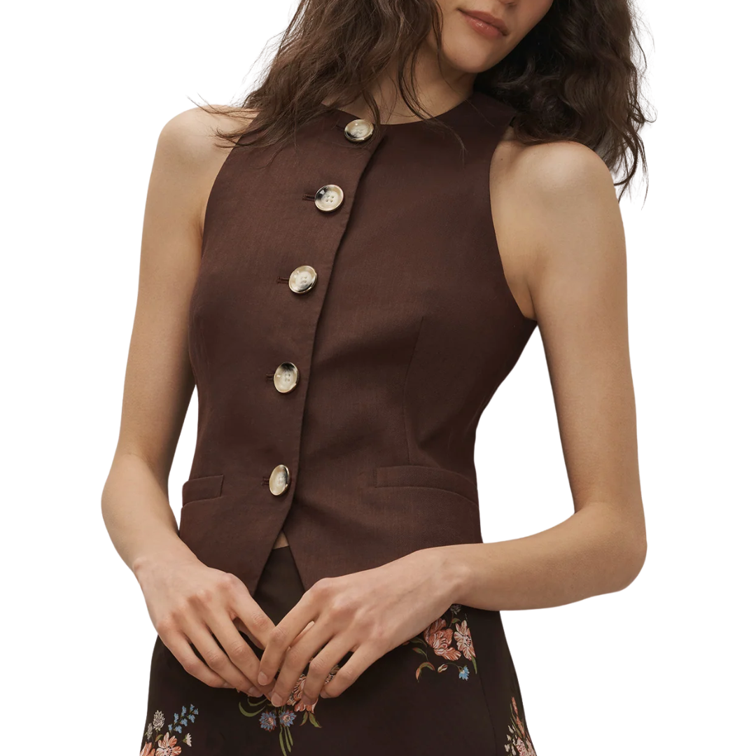 Hartwell Tailored Vest in Dark Mocha