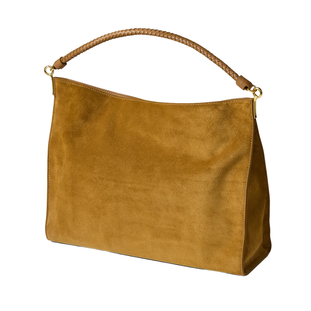 Vida Suede Shoulder Bag in Acorn