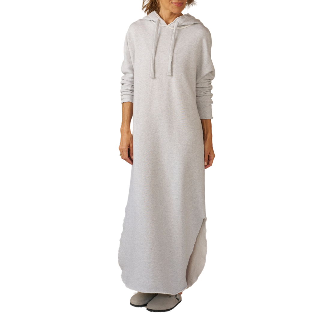 James Hooded Maxi Dress in Grey Melange