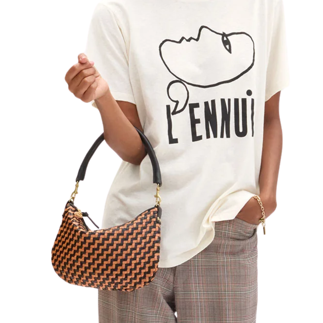 Petit Moyen in Black/Natural Woven Zig-Zag