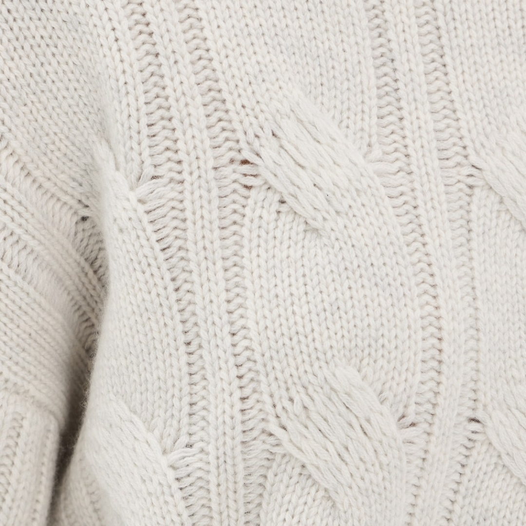 Tristan Cashmere Crewneck Pullover in Blizzard