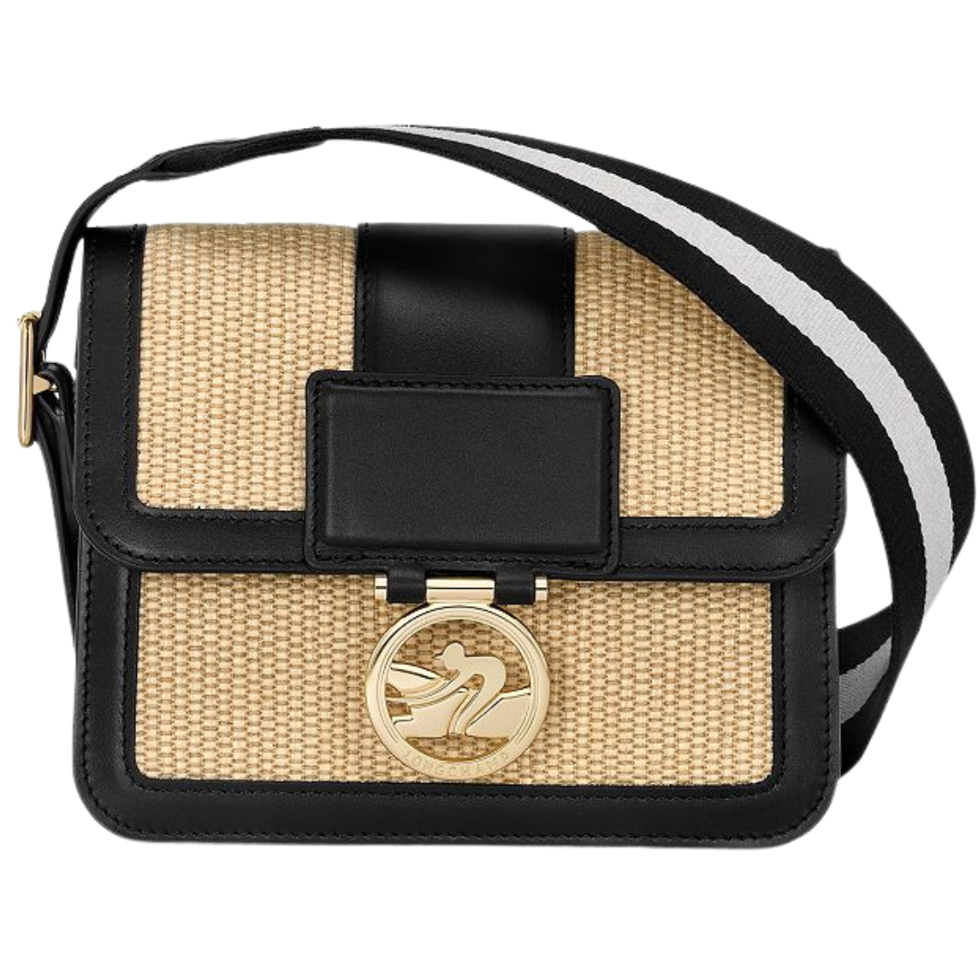 Box-Trot Crossbody Bag S in Straw/Black