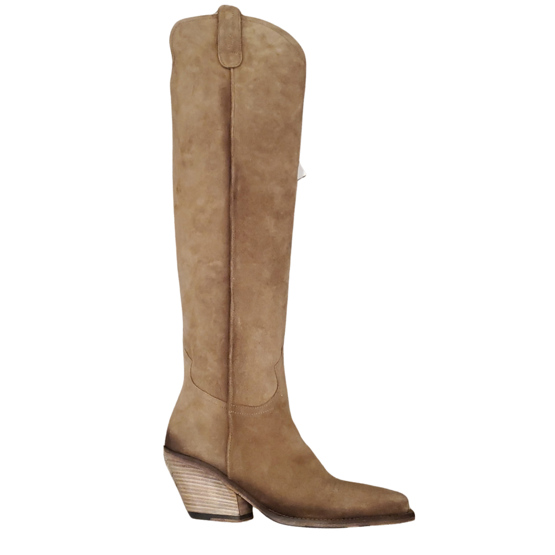 Suede Knee Boots in Sigaro Brown