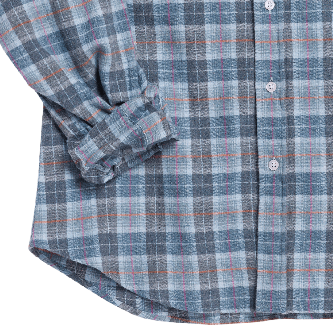 Barry in Grey Light Blue Plaid Flannel