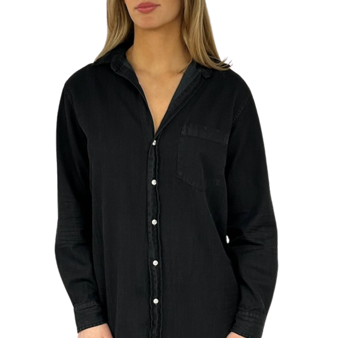 Rory Maxi Shirtdress in Overdye Black