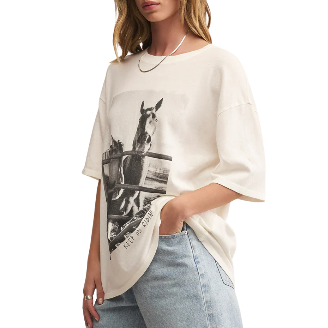 Keep Ridin So Cal Oversized Tee in Sea Salt