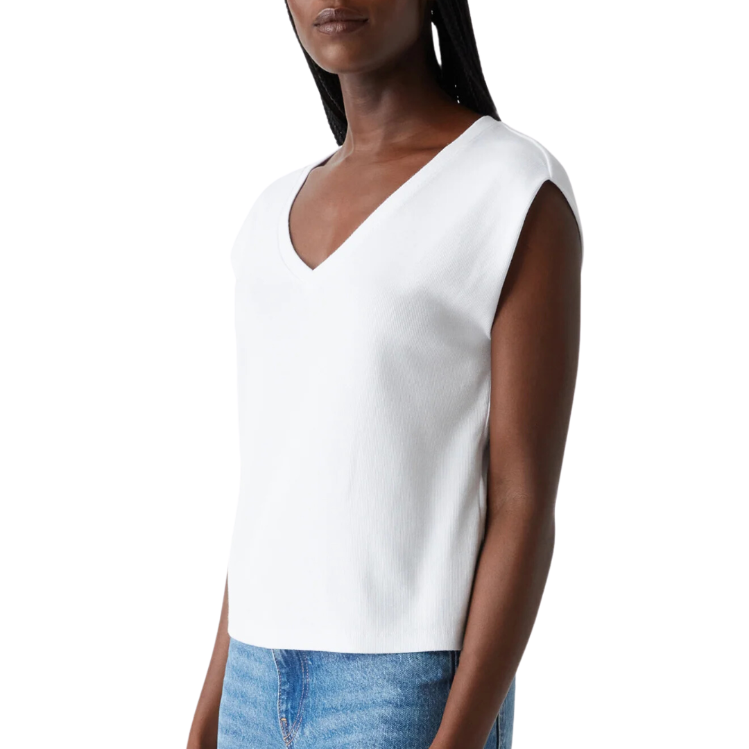 Tati Power Shoulder Top in White