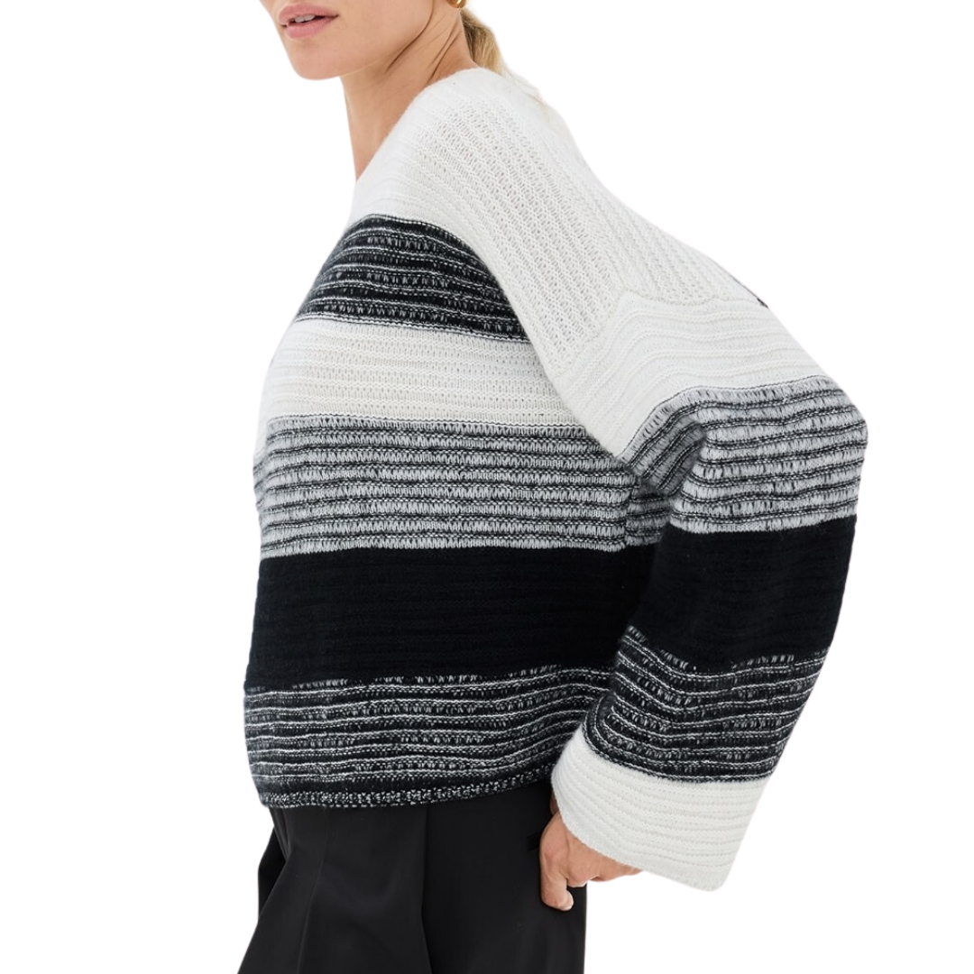 Cisco Dolman Crewneck in Black/Gardenia