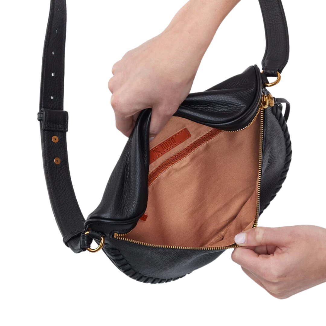 Juno Belt Bag in Black Whipstitch
