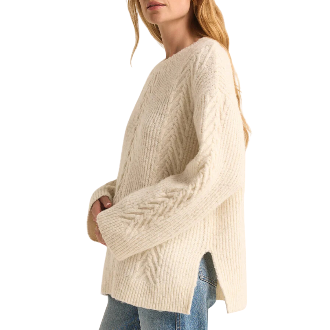 All That Glitters Cable Knit Sweater in Champagne