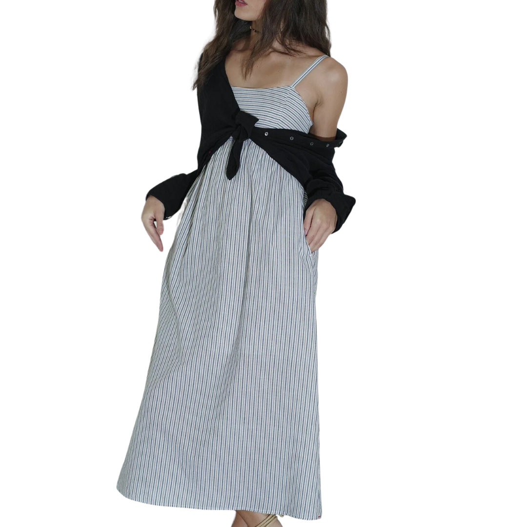 Flavia Dress in Mocha Stripe