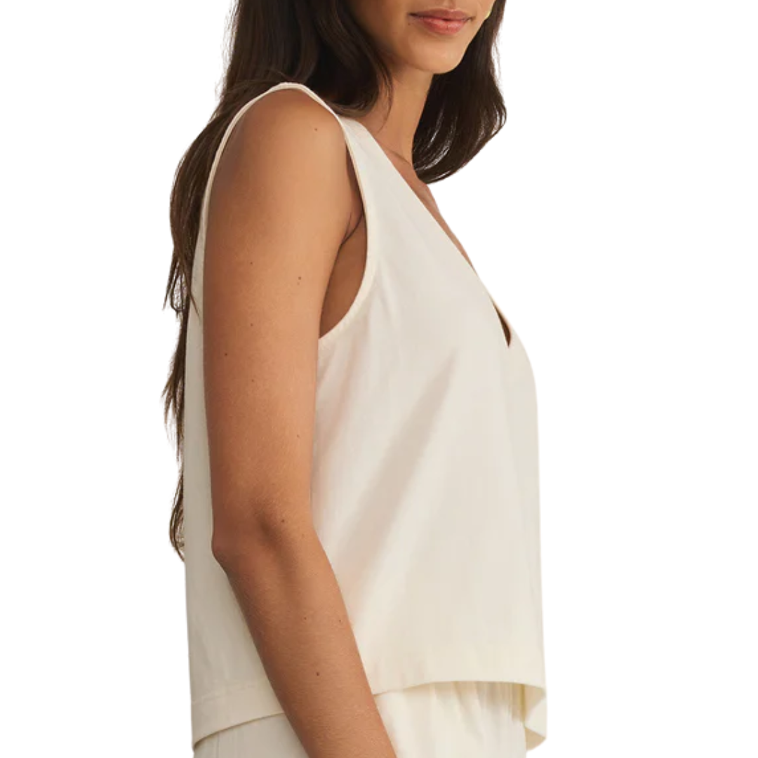 Sloane V-Neck Top in Sea Salt